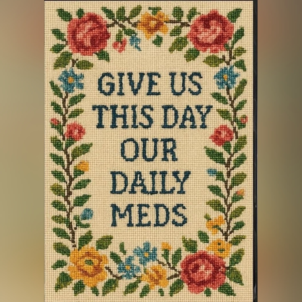 Floral Cross-Stitch Wall Art Print